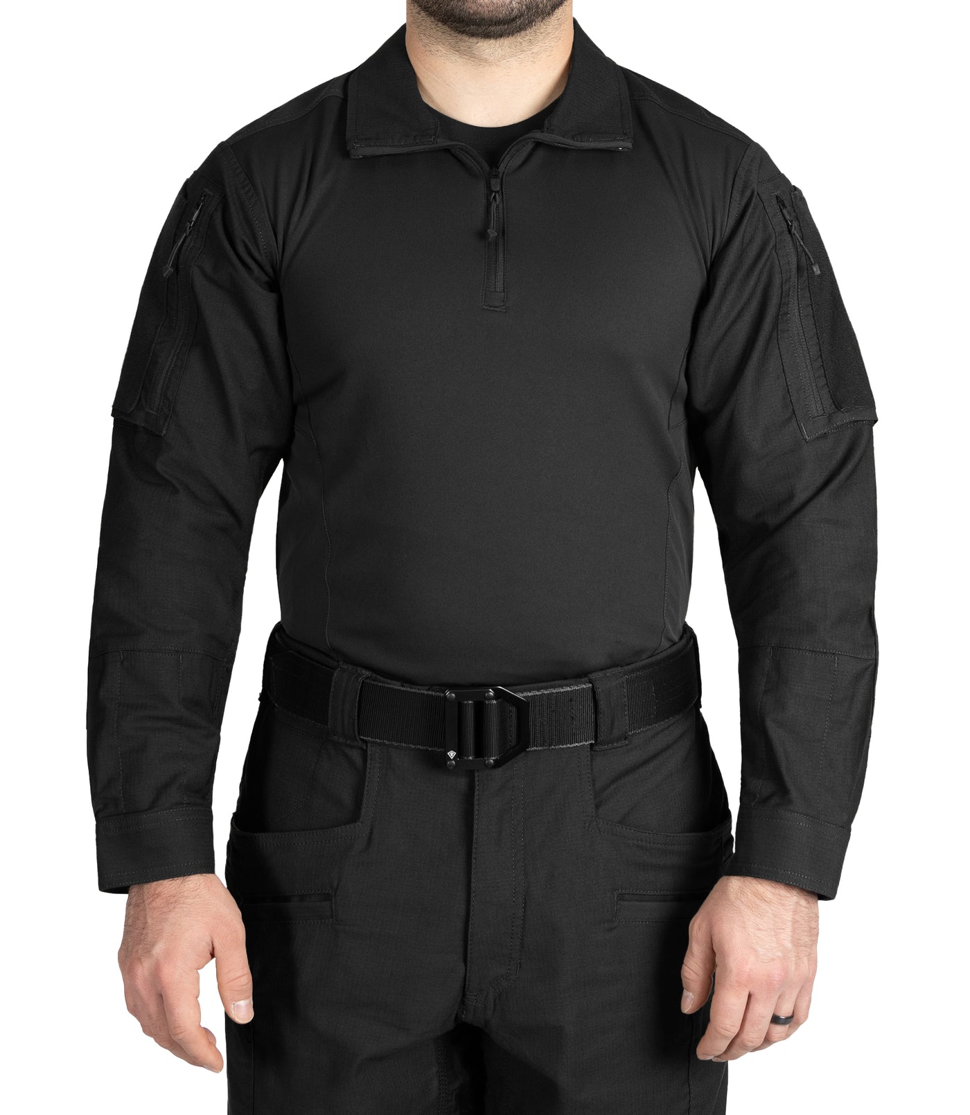 Front of Men's Defender Shirt in Black