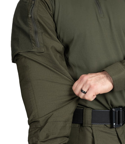 Defender Fabric on Men's Defender Shirt in OD Green