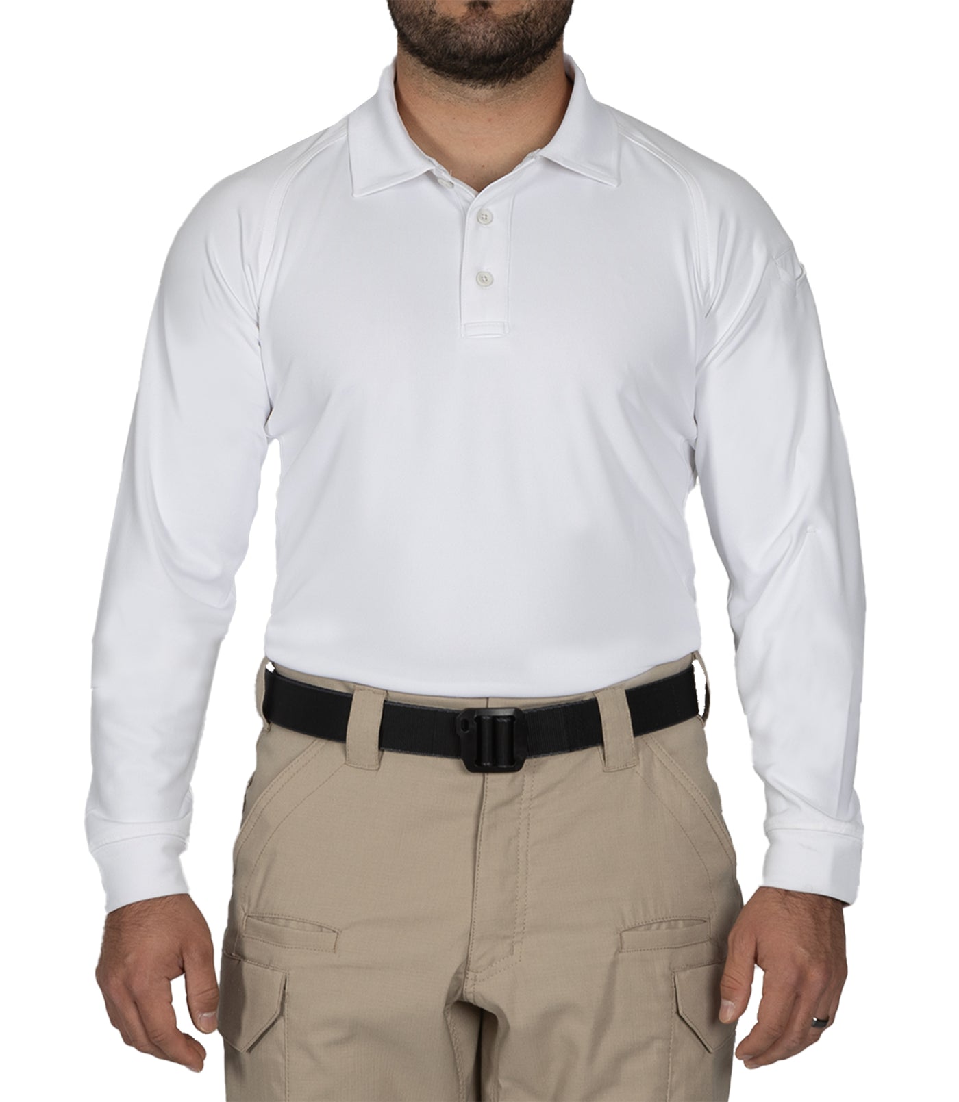 Men's Performance Long Sleeve Polo / White