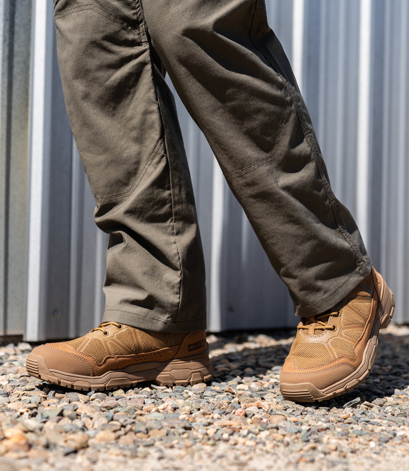 Lifestyle Photo of Men's 5" Operator Boot in Coyote