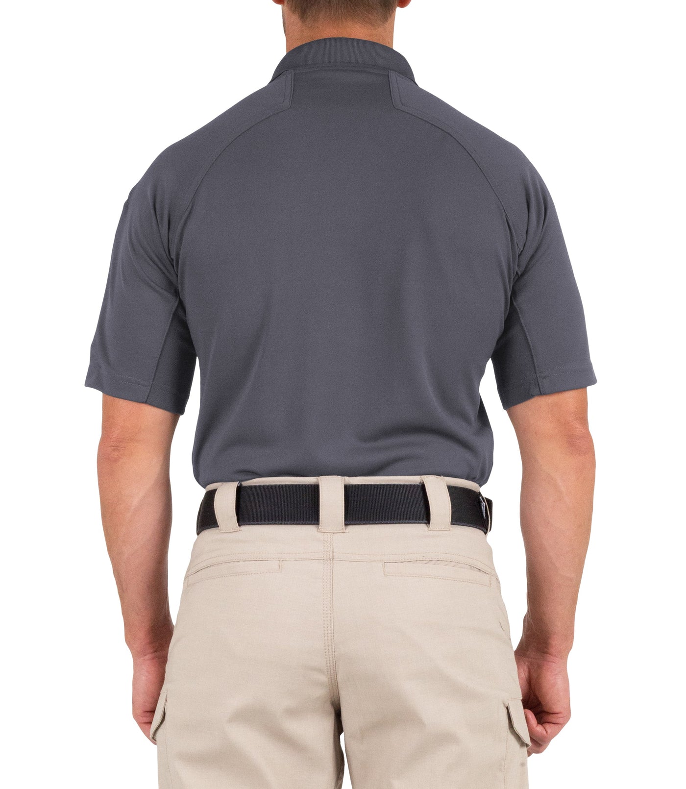 Back of Men's Performance Short Sleeve Polo in Asphalt