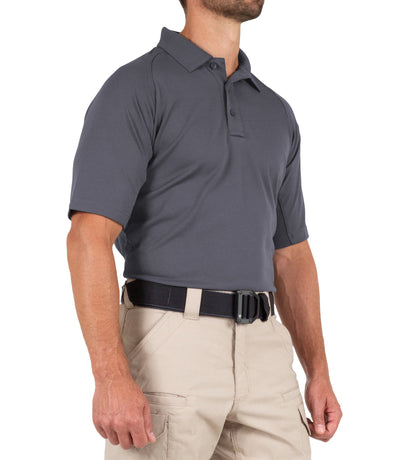 Side of Men's Performance Short Sleeve Polo in Asphalt