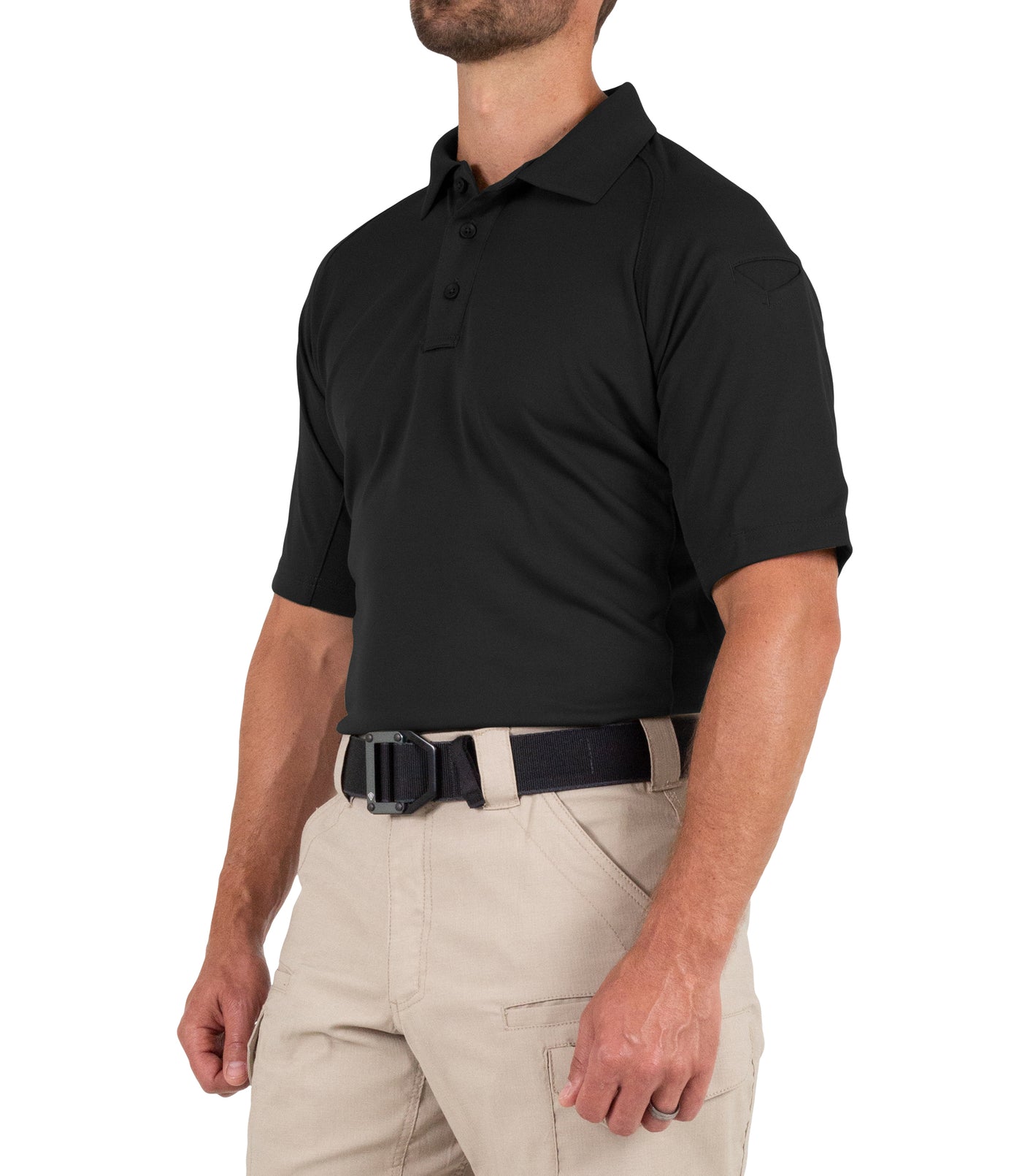 Side of Men's Performance Short Sleeve Polo in Black