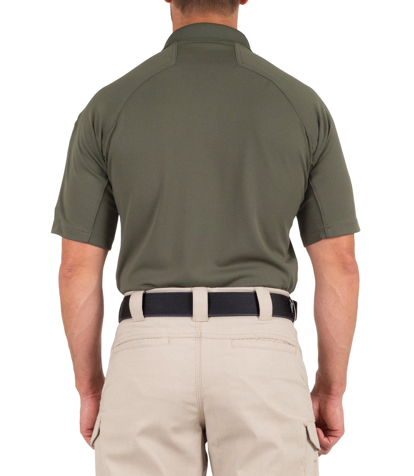 Back of Men's Performance Short Sleeve Polo in OD Green