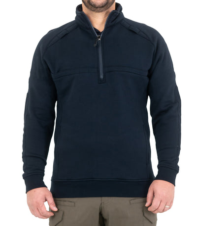 Front of Men’s Cotton Job Shirt Quarter Zip in Midnight Navy