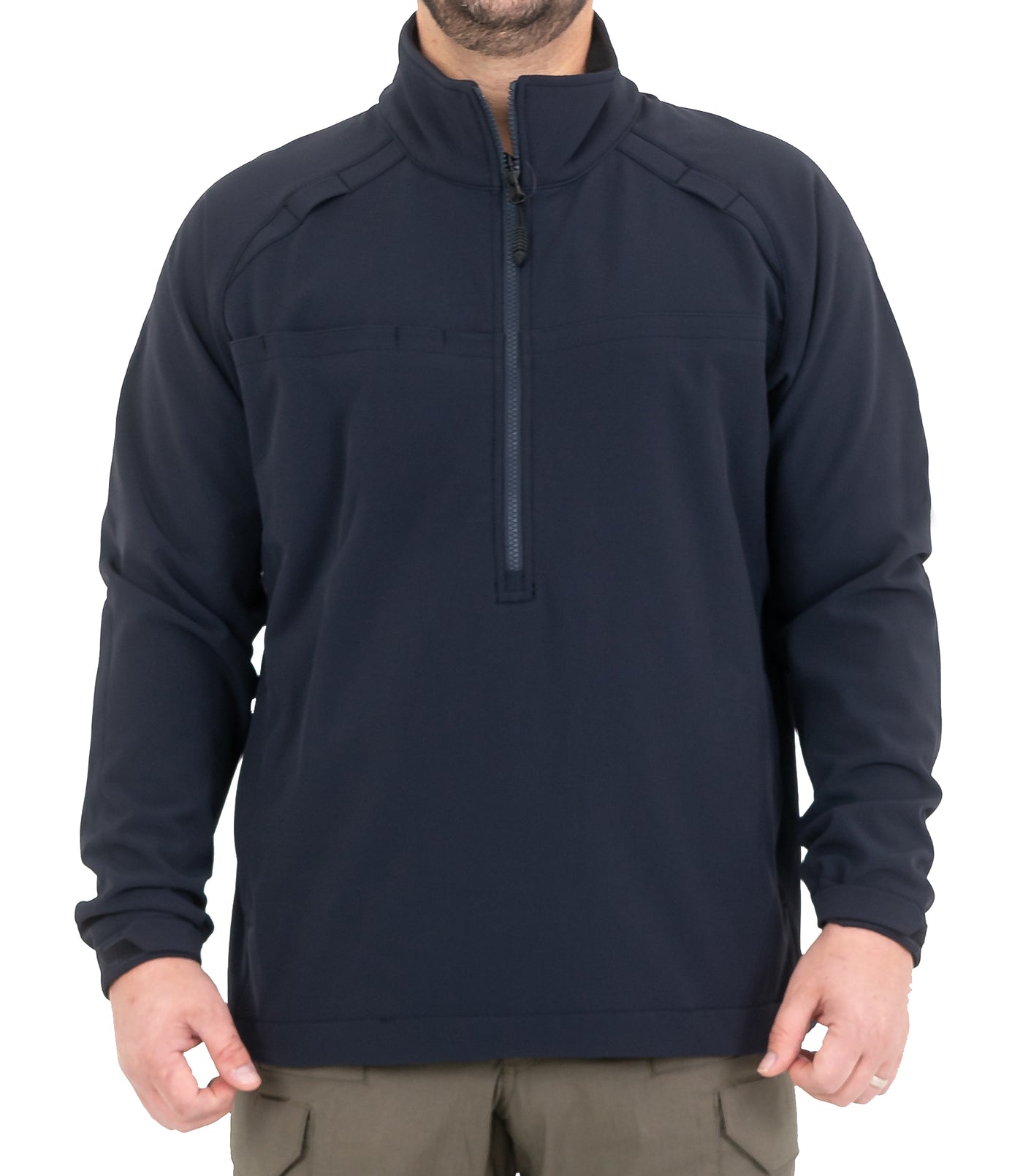 Front of Men’s Tactix Softshell Pullover in Midnight Navy