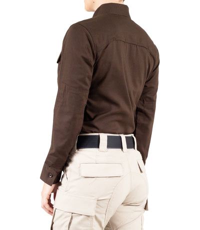 Side of Women's V2 Tactical Long Sleeve Shirt in Brown