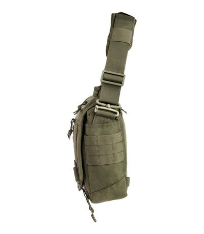 Side of Summit Side Satchel 8L in OD Green