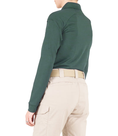 Side of Women's Performance Long Sleeve Polo in Spruce Green